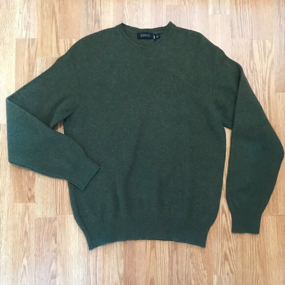 Barneys New York Green Crewneck Wool Cashmere Sweater Size M - Picture 1 of 6